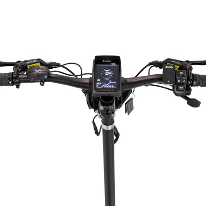 Electric Scooter Nami Klima, featuring a sleek handlebar design with an advanced digital display and controls.