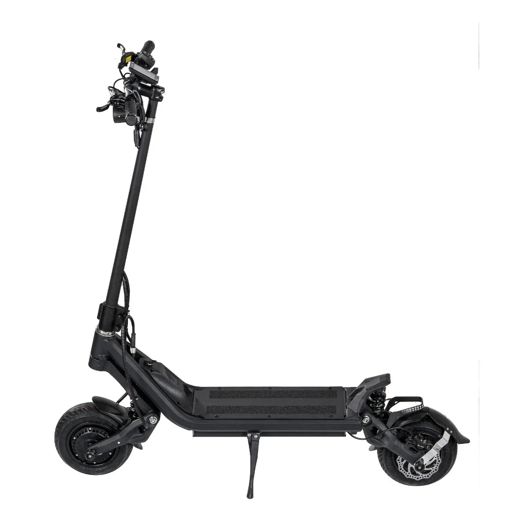 Electric Scooter Nami Klima Max features a sleek black design, robust frame, and innovative suspension for a smooth ride.