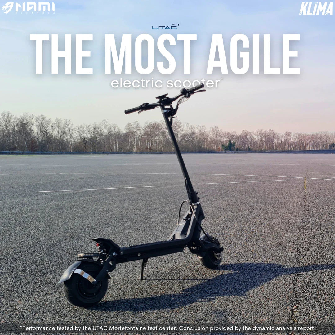 Electric Scooter Nami Klima Max features a sleek design, ideal for agile urban mobility, perfect for commuting.