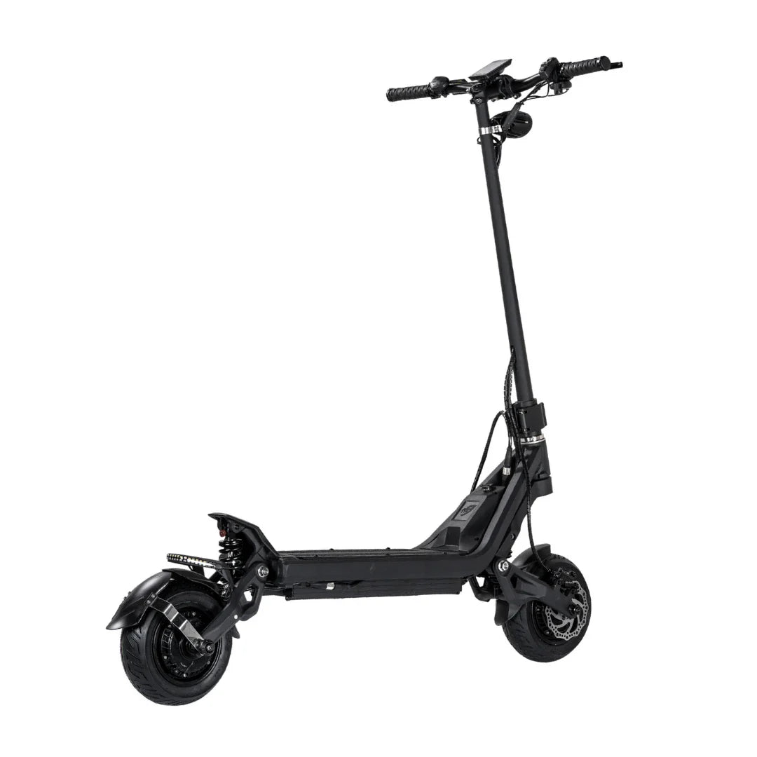 Electric Scooter Nami Klima Max features a sleek black design, sturdy frame, front and rear tires, and ergonomic handlebars.