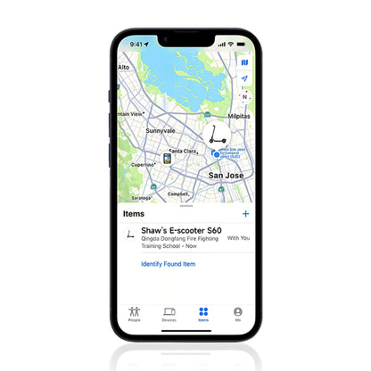Electric Scooter Navee S40, displayed on smartphone map interface, showing location tracking feature.