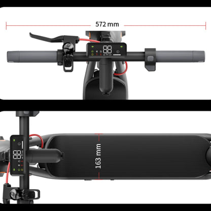 Electric Scooter Navee V50i Pro features a sleek design with a width of 572 mm and a deck height of 163 mm.