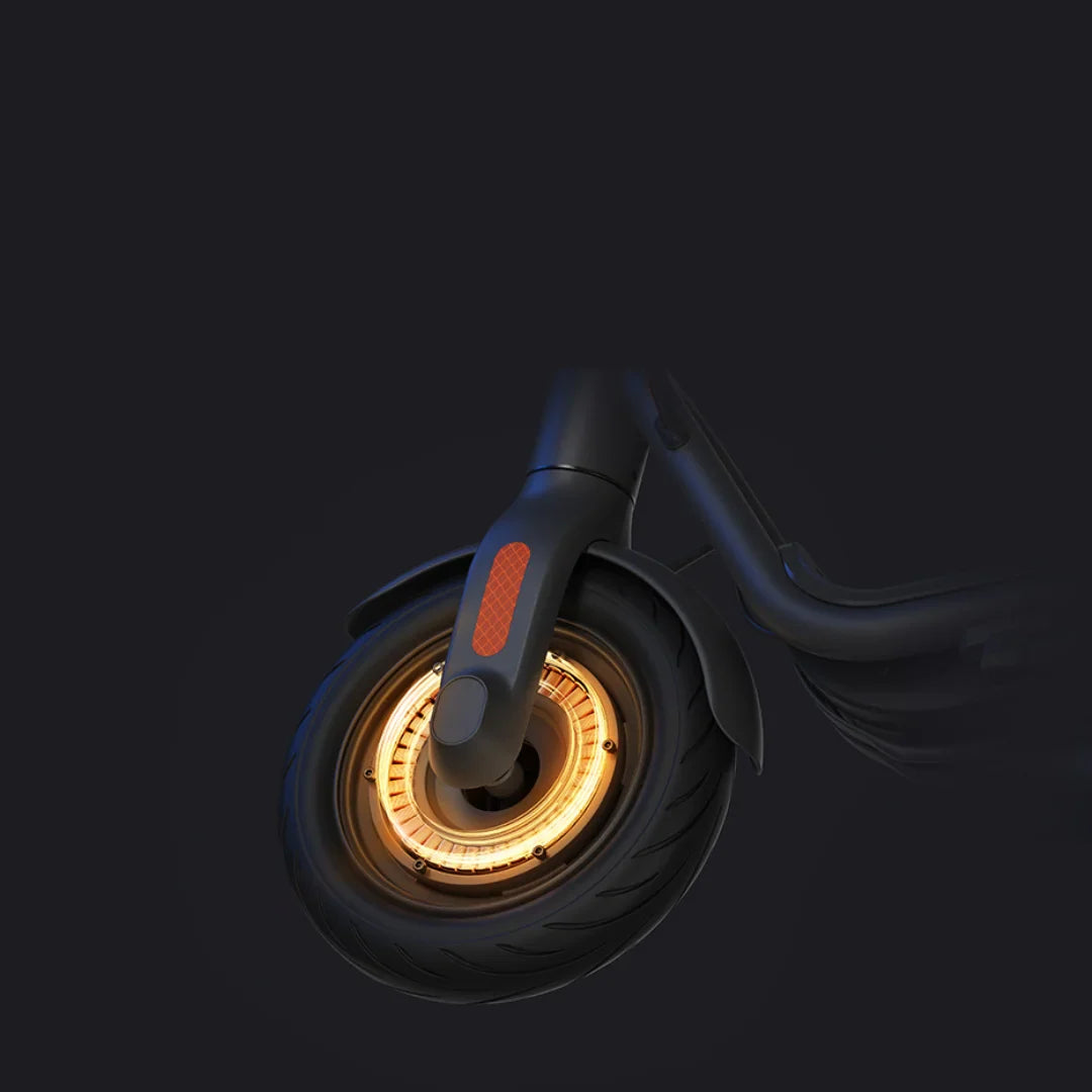 Electric Scooter Navee V50i Pro features a sleek design with an illuminated front wheel for enhanced visibility.