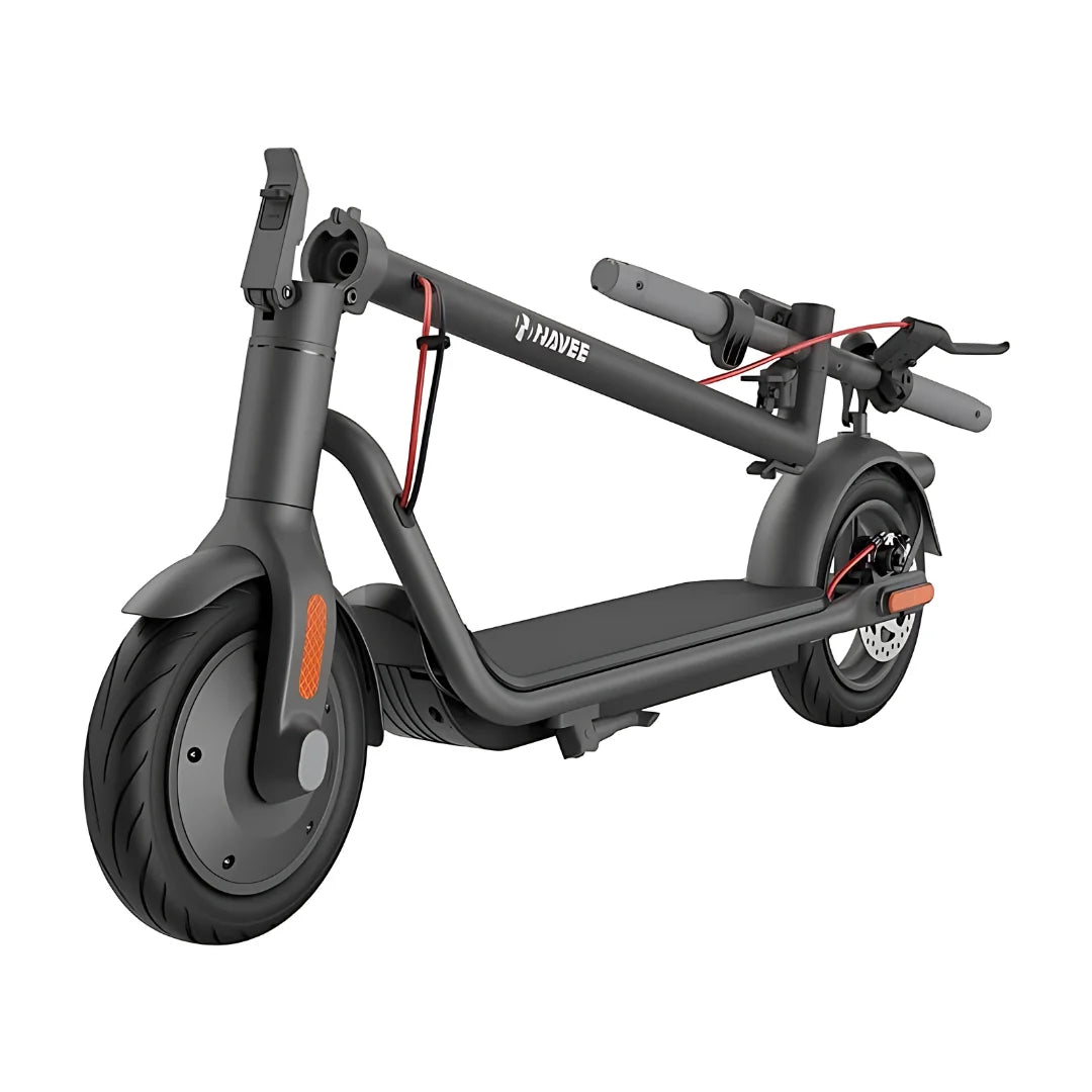 Electric Scooter Navee V50i Pro features a sleek, foldable design, sturdy tires, and a comfortable riding platform.