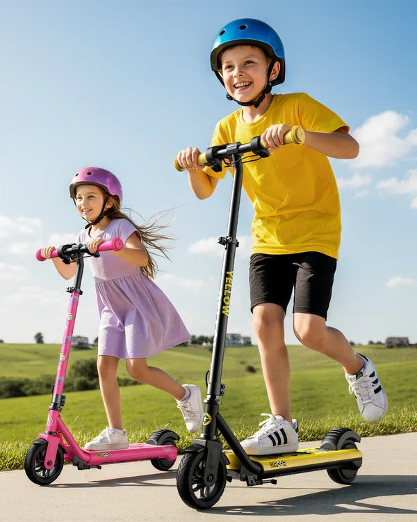 Electric scooter Gyroor H30 MAX – two children riding scooters outdoors