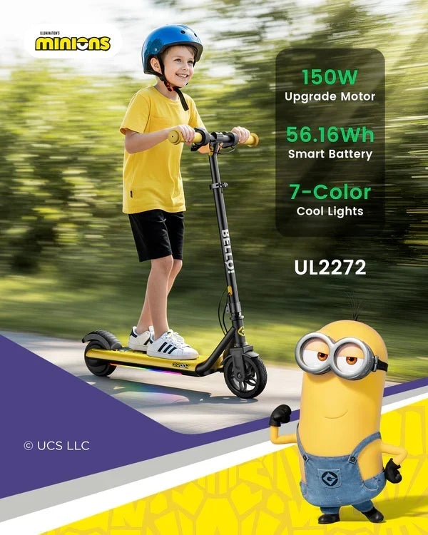 Electric scooter Gyroor H30 MAX – child riding scooter with feature callouts
