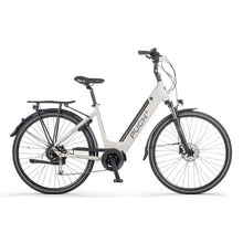 Puch Perle C 3 1 electric bike in light gray with low entry frame and black accents