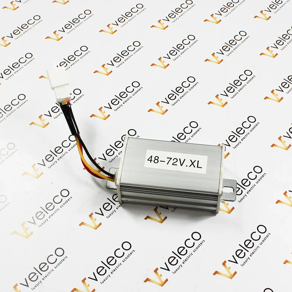 48V Inverter for Veleco Sagitta – silver inverter with wires and connector