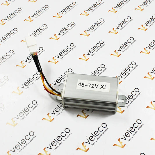 48V Inverter for Veleco Sagitta – silver inverter with wires and connector