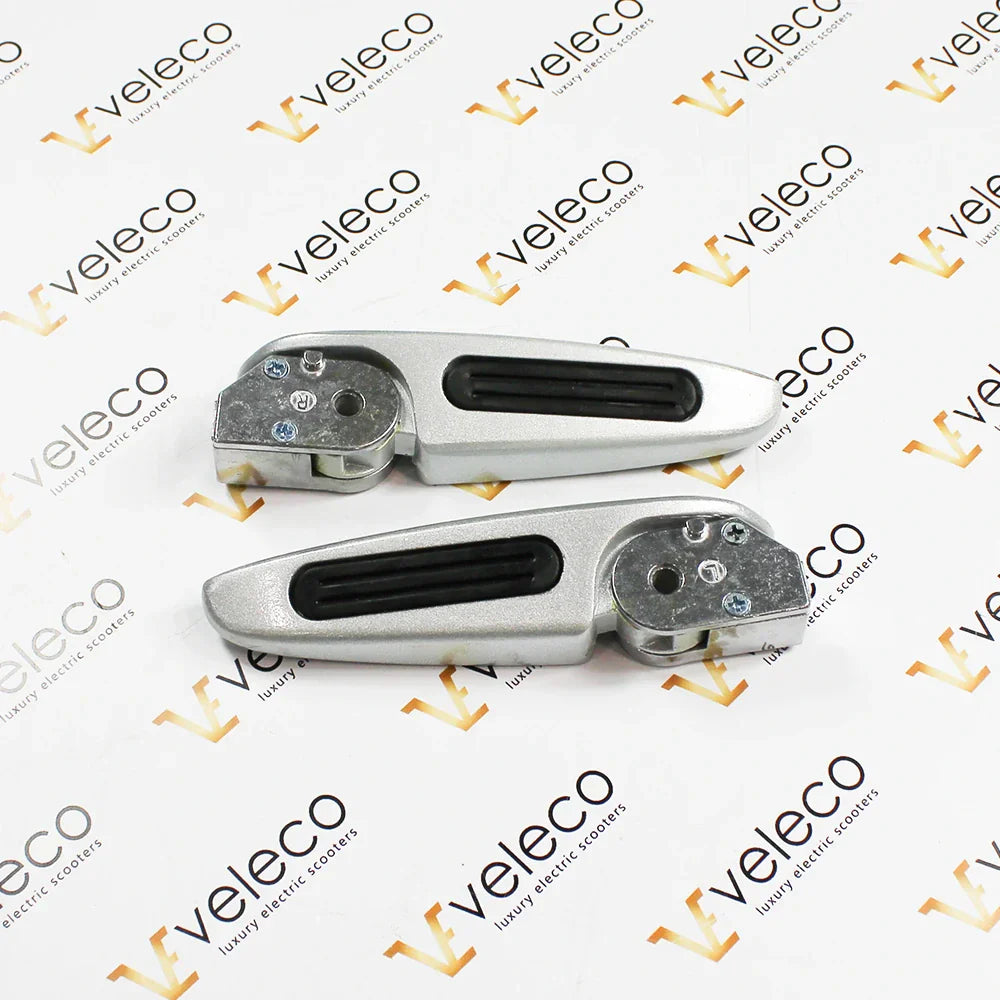Front Footrests Set for Veleco Sagitta – pair of silver and black footrests