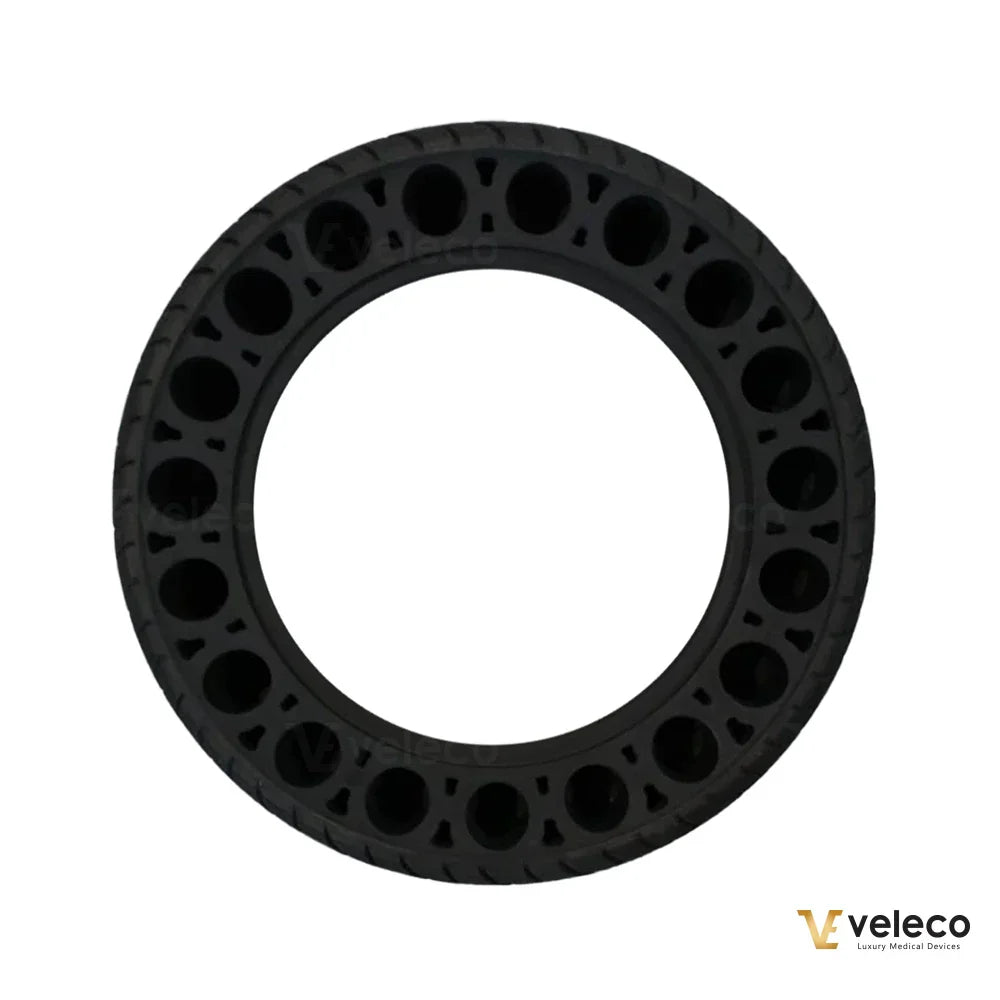 Solid Tires Upgrade for Veleco Faster and Veleco Gravis – black solid tire, front view