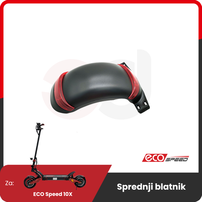 Front Fender for ECO Speed 10X – black front fender with red accents