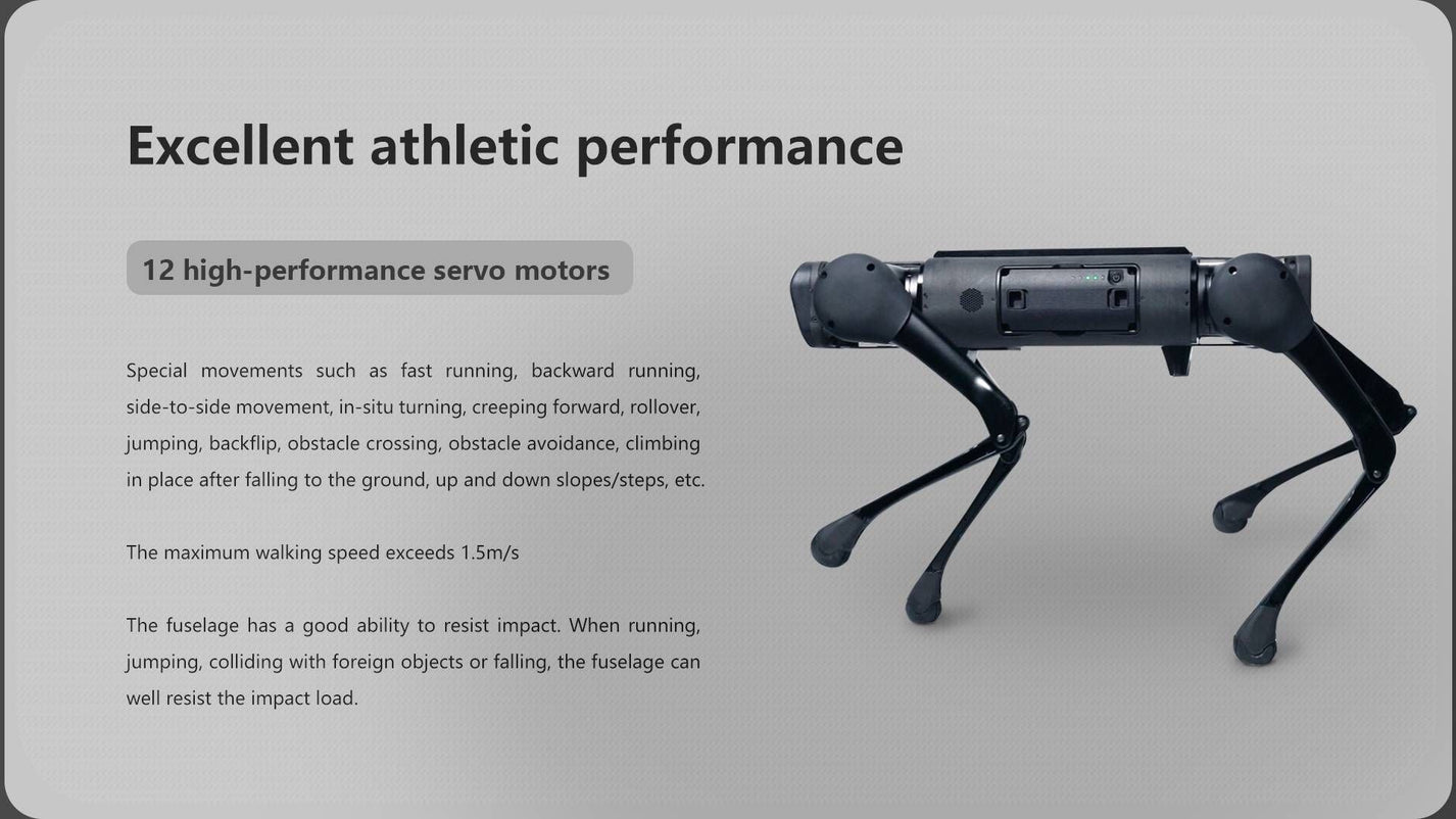Unitree AlienGo – athletic performance features infographic