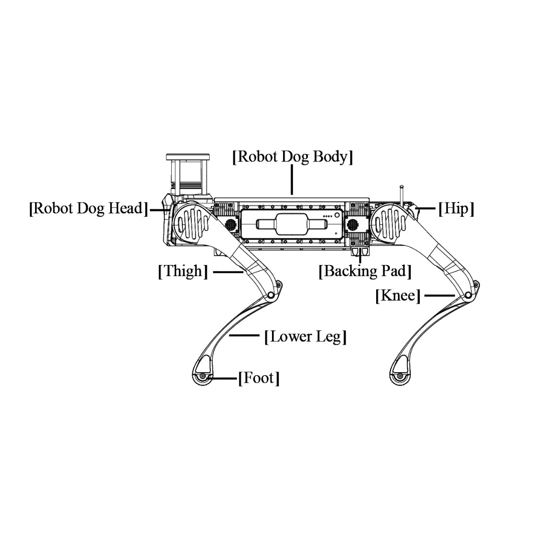 Unitree B2 – annotated diagram of body parts