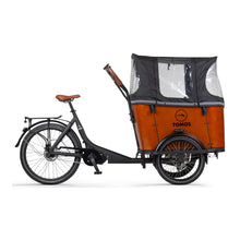 Tomos E Cargo 3 electric bike with wooden cargo box and protective roof