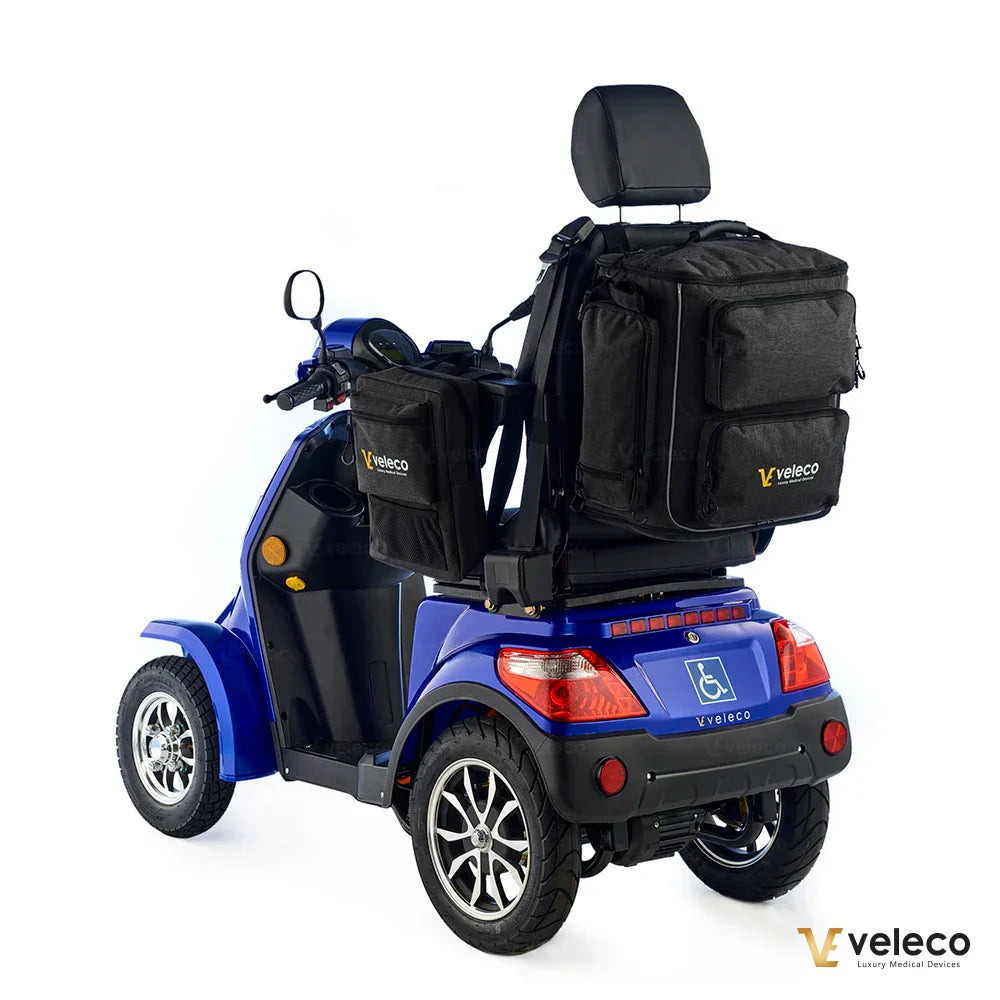 Mobility scooter and wheelchair storage bag – rear view without crutches