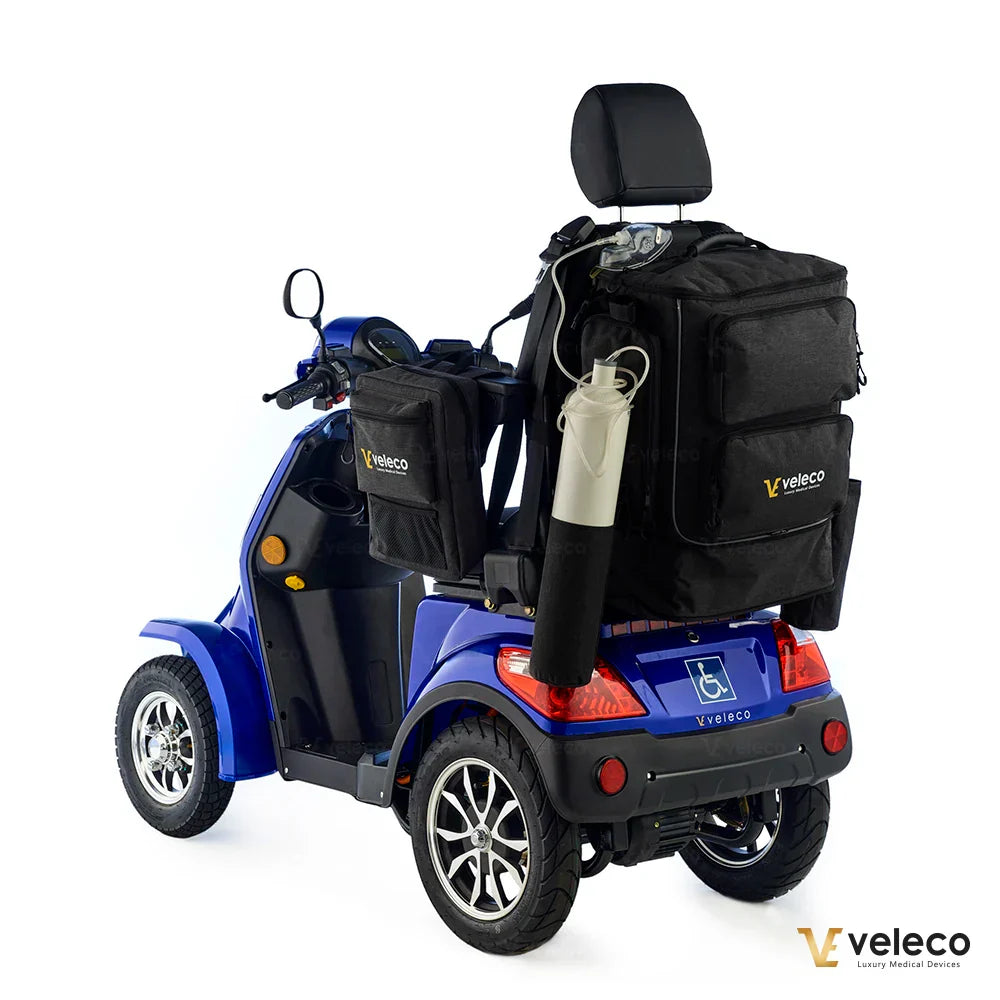 Mobility scooter and wheelchair storage bag – bag and oxygen tank on scooter