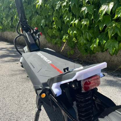Electric Scooter Teverun Fighter 11 Plus features a robust design, smooth black finish, and detailed grip surface.
