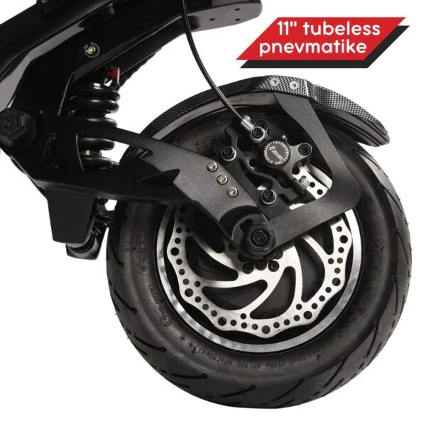 Electric scooter Teverun Fighter 11+ 2024 – rear wheel, suspension, and disc brake