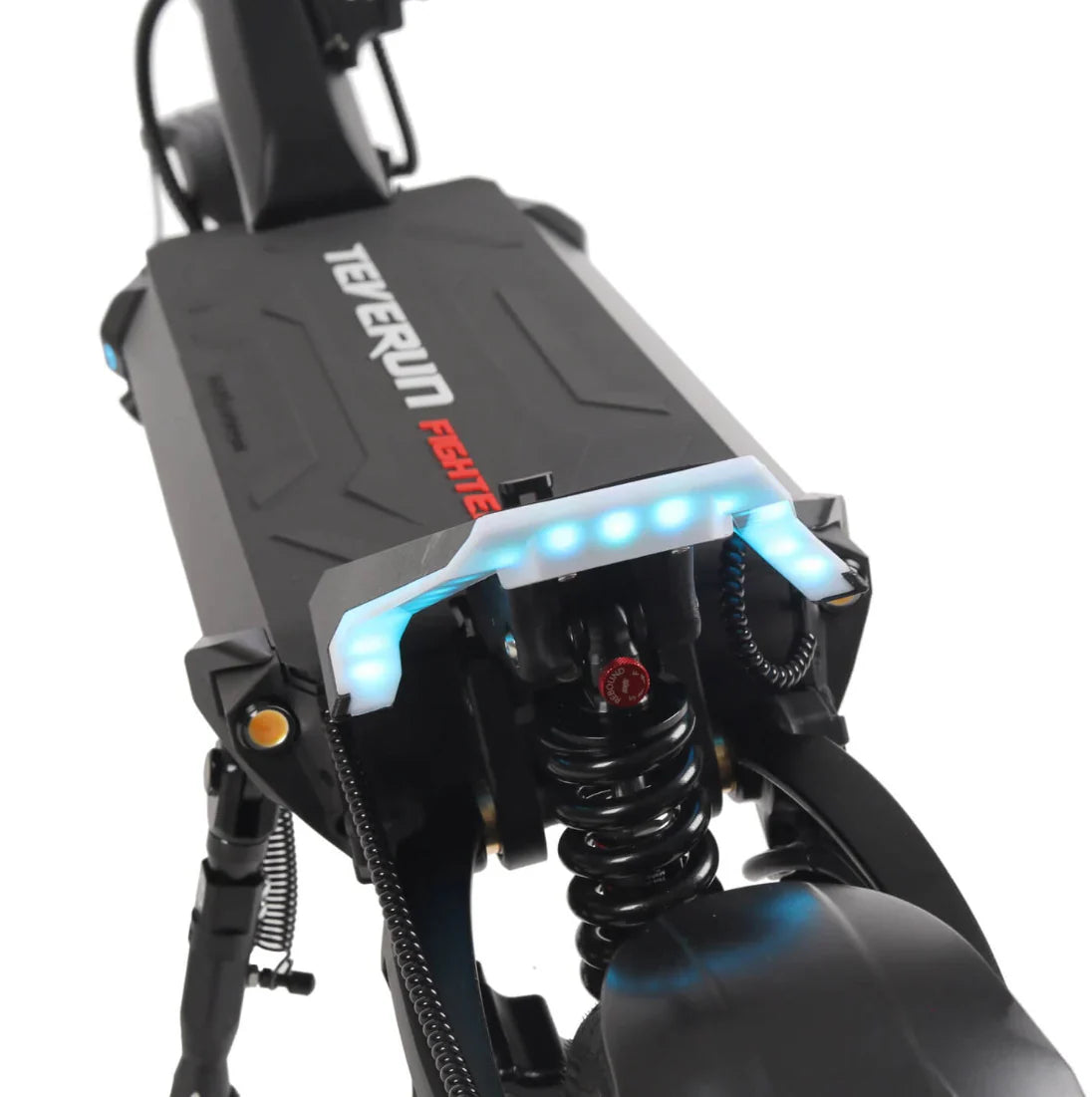 Electric scooter Teverun Fighter 11+ 2024 – rear suspension and deck lighting