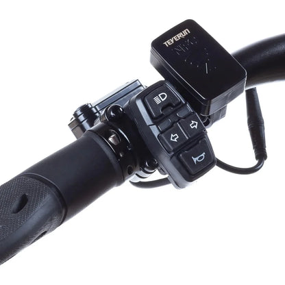 Electric Scooter Teverun Fighter Mini Pro 2025 features a sleek handlebar control panel and ergonomic grip.