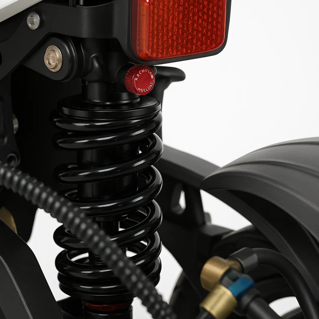 Electric Scooter Teverun Fighter Supreme 7260 Ultra features a robust rear suspension system for smooth rides.