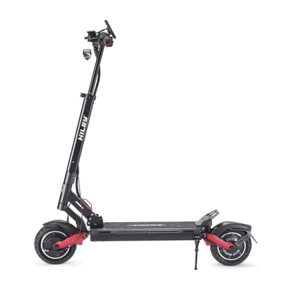 Electric Scooter Hiley Tiger 8 Gtr V4 features a sleek black design with red accents, ideal for urban commuting.