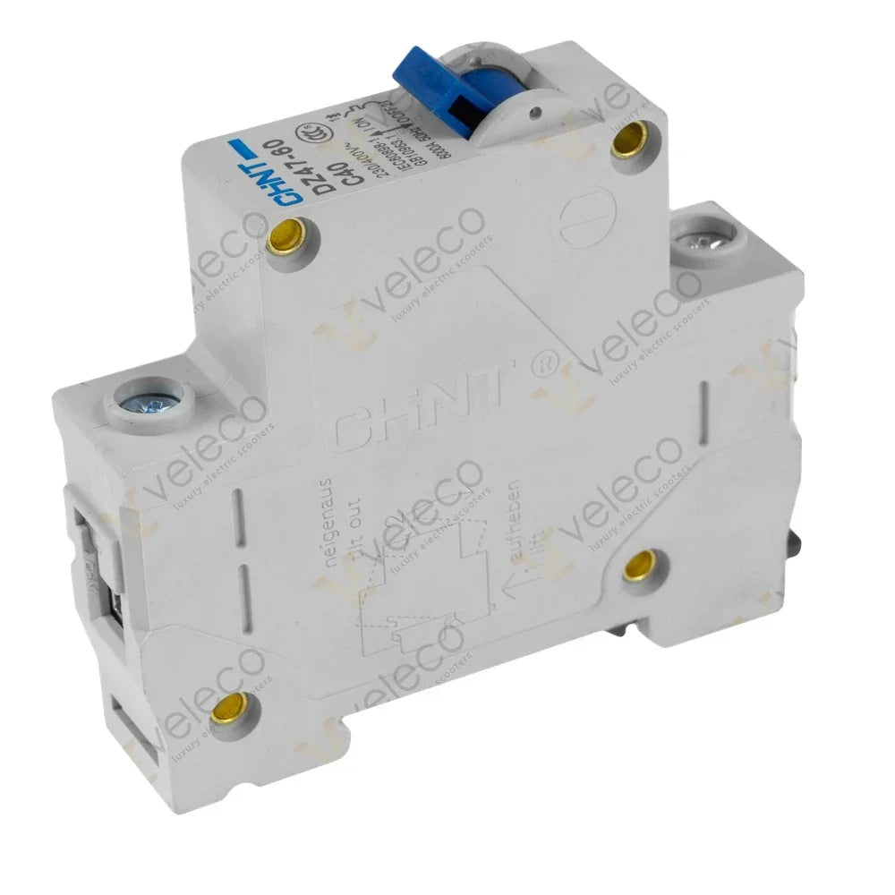 Universal 40A Main Fuse – white circuit breaker with blue switch