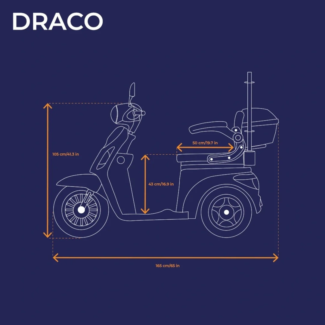Veleco Draco – side view dimensions infographic