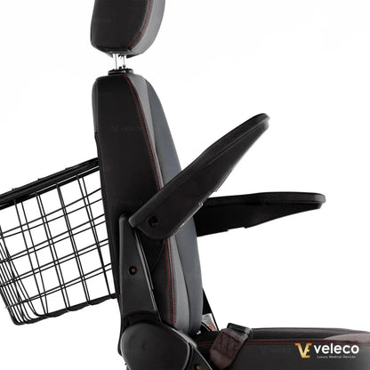 Electric Mobility Scooter Veleco Faster features a sleek design with an adjustable backrest and armrests.
