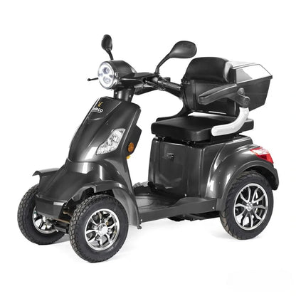Electric Mobility Scooter Veleco Faster features a sleek design, comfortable seating, and robust wheels for stability.