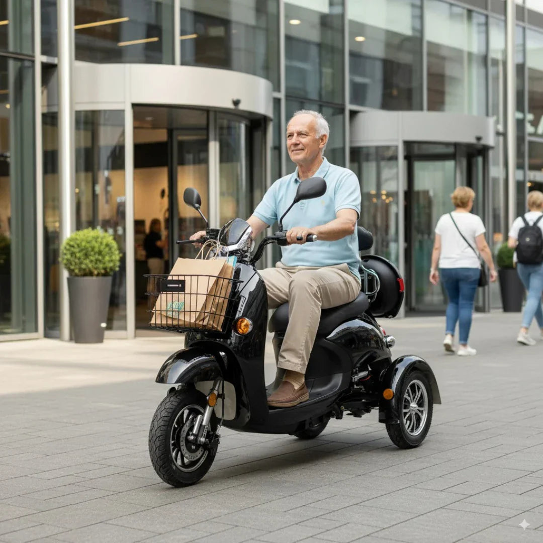 Veleco ZT63 – man riding with front basket
