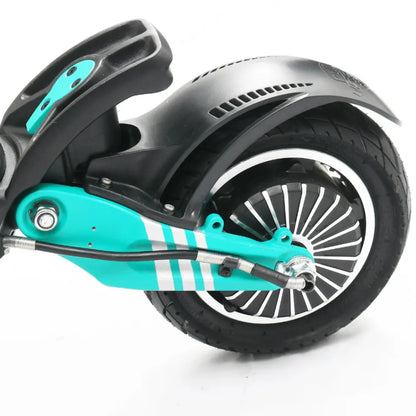 Electric Scooter Vsett 9 features a sleek design with a robust rear wheel and striking graphics, ideal for urban commuting.