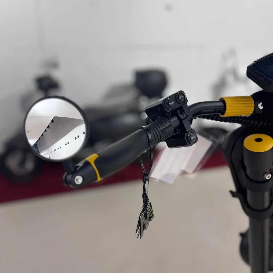Electric Scooter Vsett 11 Super features a handlebar with a rearview mirror, control buttons, and a sleek design.