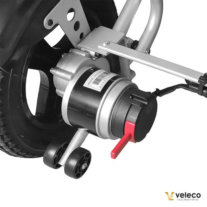 Electric Wheelchair Veleco Cosmo features a powerful motor, sturdy wheel support, and advanced engineering.