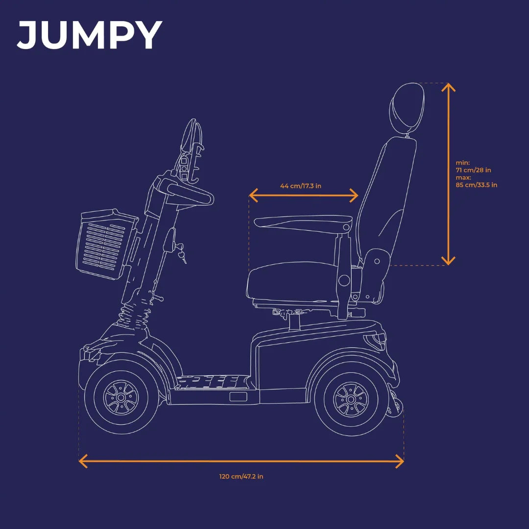 Veleco Jumpy – dimensions infographic, side view