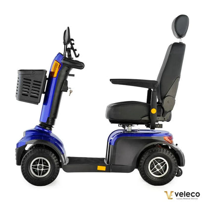 Electric Mobility Scooter Veleco Looper, stylish and compact design, features comfortable seating and a storage basket.