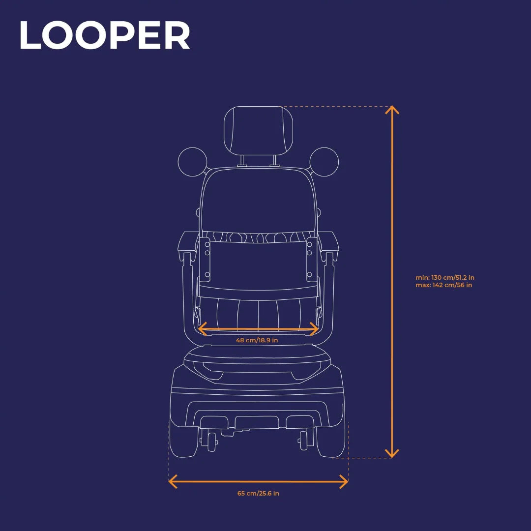 Veleco Looper – rear view dimensions infographic