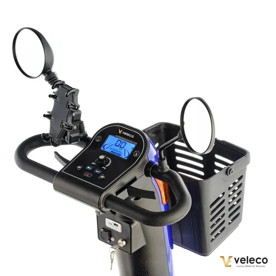 Veleco Looper – dashboard, mirrors, and front basket