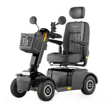 Electric Mobility Scooter Veleco Looper features a sleek black design, comfortable seat, and storage basket.