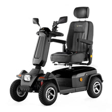 Electric Mobility Scooter Veleco Sharpy features a sleek black design, comfortable seat, and sturdy tires for smooth rides.