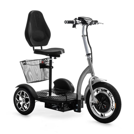 Electric Mobility Scooter Veleco Zt16, featuring a comfortable seat, a sturdy frame, and a convenient basket for storage.