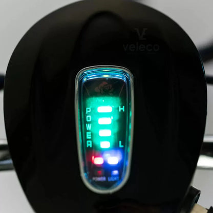 Electric Mobility Scooter Veleco ZT16 features a user-friendly control panel with LED indicators for power.