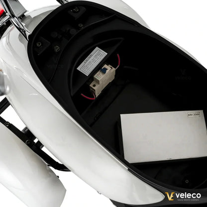 Electric Mobility Scooter Veleco Zt63 features a spacious, easily accessible storage compartment for convenience.