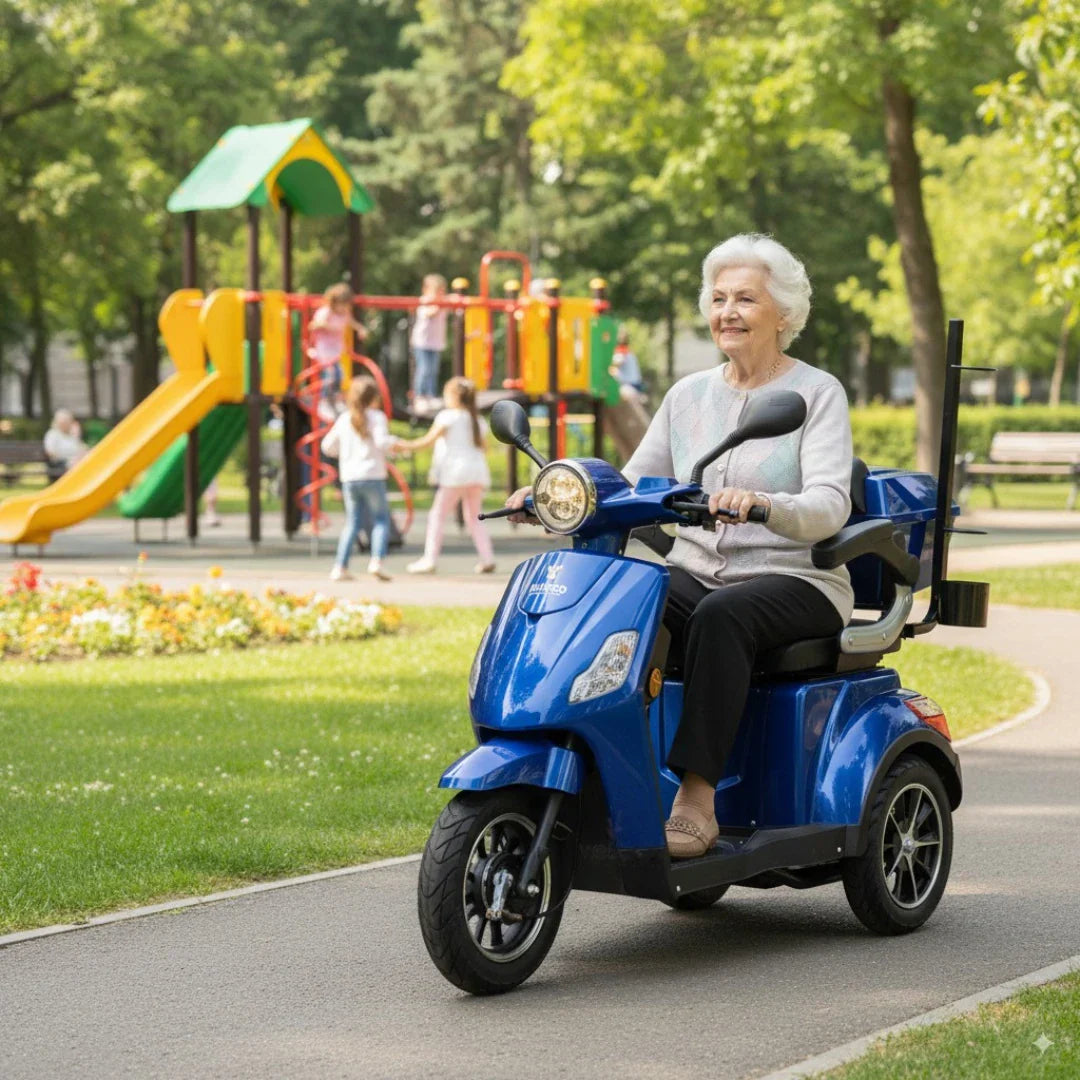 Veleco Draco – elderly woman riding in park