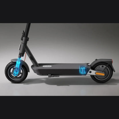Electric Scooter Xiaomi 5 Pro features a sleek design, illuminated suspension components, and durable tires.