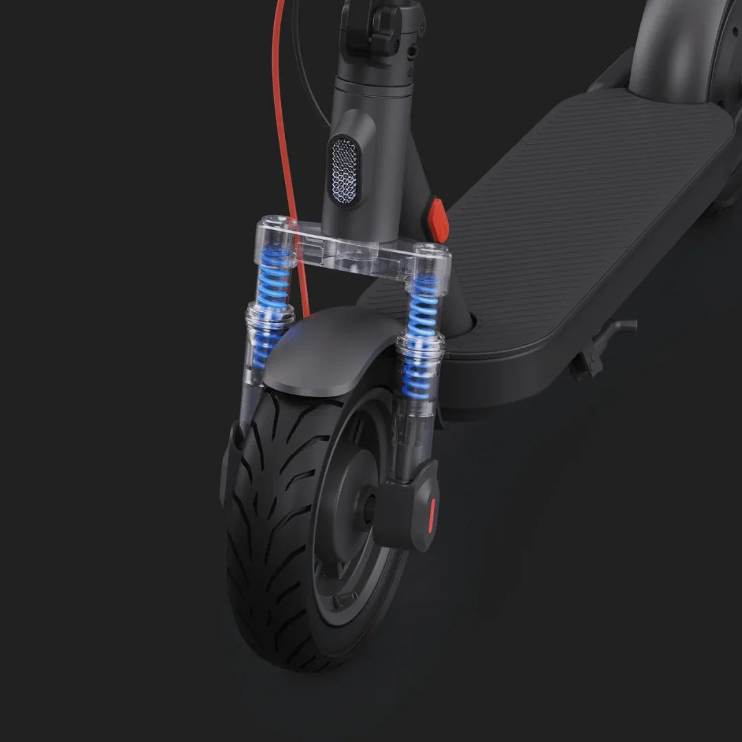 Electric scooter Xiaomi Elite – front wheel suspension detail
