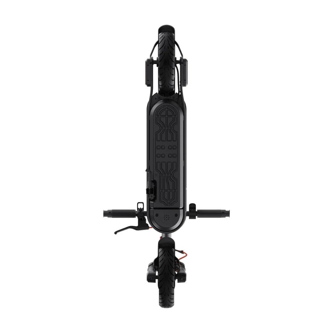 Electric Scooter Xiaomi Elite features a sleek black design, compact dimensions, and sturdy tires for stability.