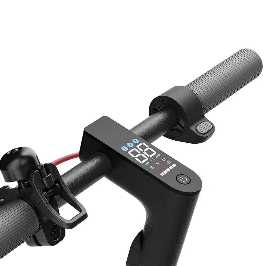 Electric Scooter Xiaomi 4 Eu features a sleek black handlebar with a digital display, bell, and throttle grip.