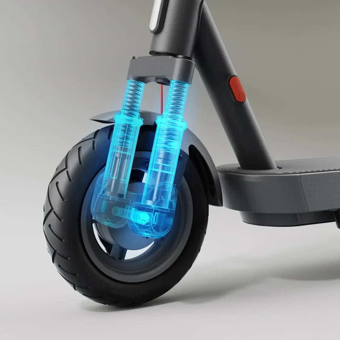 Electric scooter Xiaomi 5 MAX GL – front suspension system highlighted